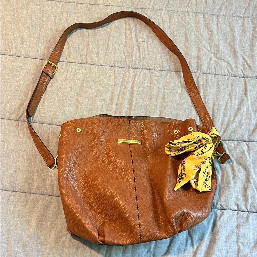 Steve Madden Leather Shoulder Bag with Floral Accent